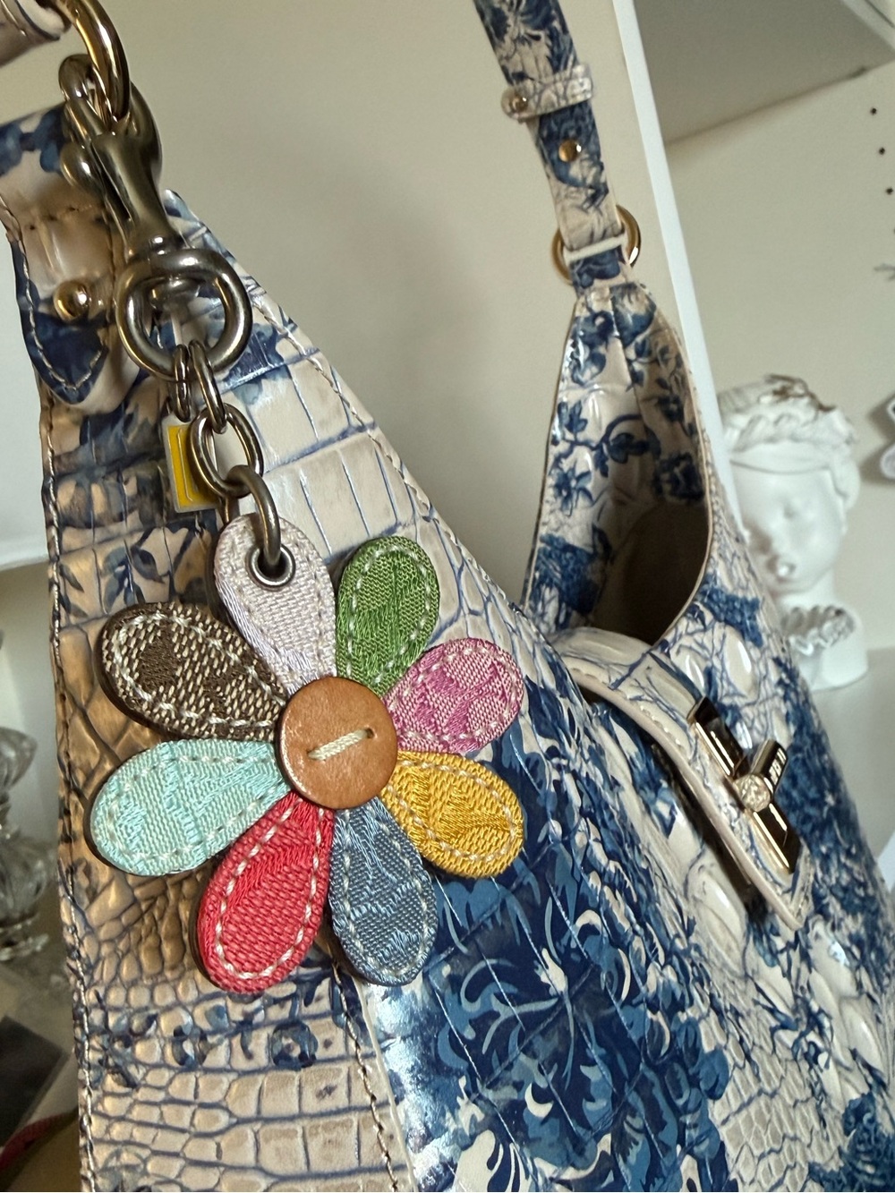 Coach Y2K vintage Daisy flower multicolor patchwork bag charm keychain - Picture 9 of 15